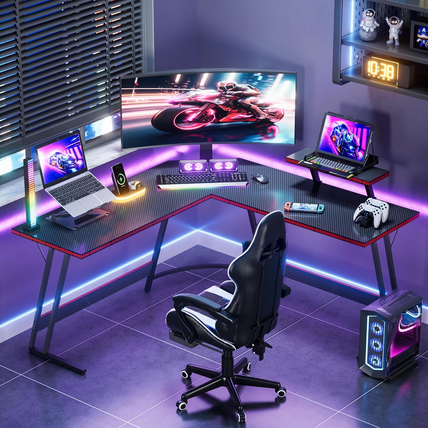 L-Shaped Adjustable Gaming Des - Desk Setup L Shaped 评论和价格